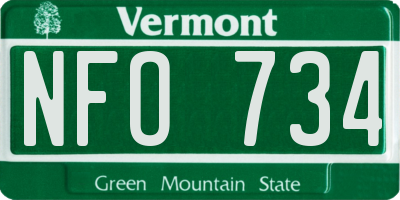 VT license plate NFO734