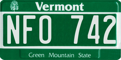VT license plate NFO742