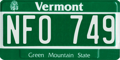 VT license plate NFO749