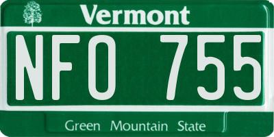 VT license plate NFO755