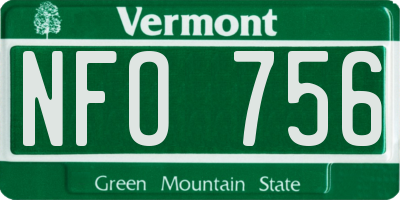 VT license plate NFO756