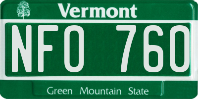 VT license plate NFO760