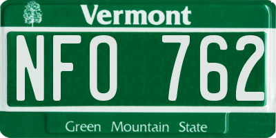VT license plate NFO762