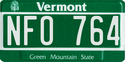 VT license plate NFO764