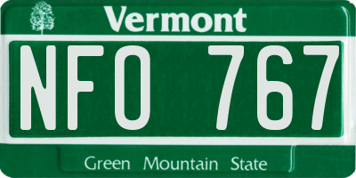 VT license plate NFO767
