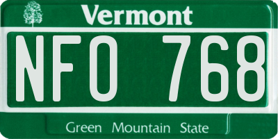 VT license plate NFO768