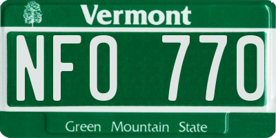 VT license plate NFO770