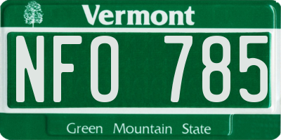 VT license plate NFO785