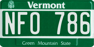 VT license plate NFO786