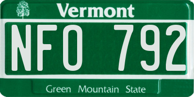 VT license plate NFO792