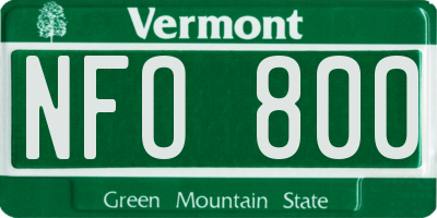 VT license plate NFO800