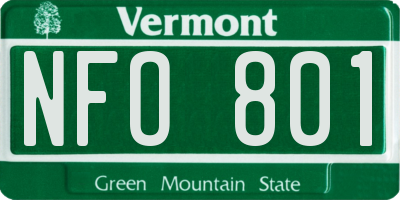 VT license plate NFO801