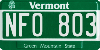 VT license plate NFO803