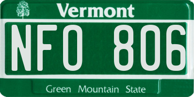 VT license plate NFO806