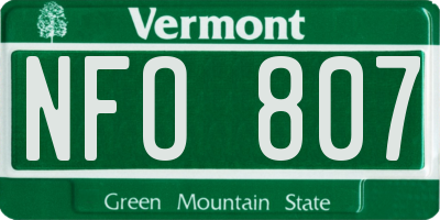 VT license plate NFO807