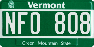 VT license plate NFO808