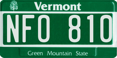 VT license plate NFO810
