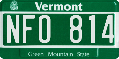 VT license plate NFO814