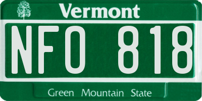 VT license plate NFO818