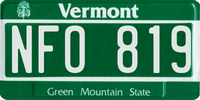 VT license plate NFO819