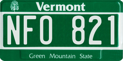 VT license plate NFO821