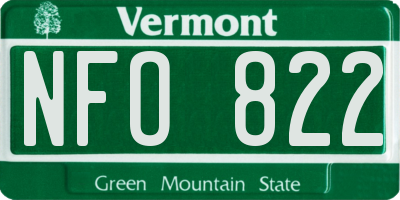 VT license plate NFO822