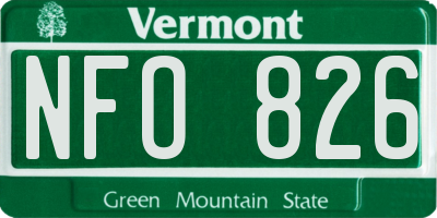 VT license plate NFO826