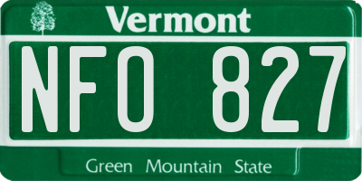 VT license plate NFO827