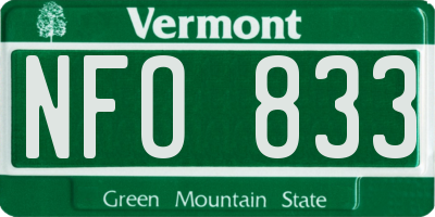 VT license plate NFO833