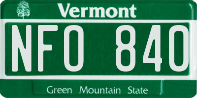 VT license plate NFO840