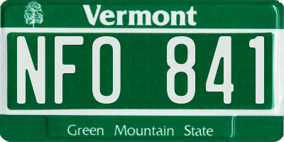 VT license plate NFO841