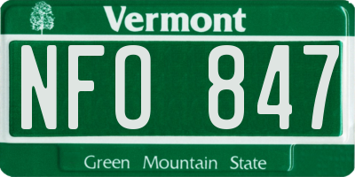VT license plate NFO847