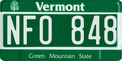 VT license plate NFO848