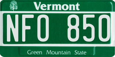 VT license plate NFO850
