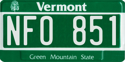 VT license plate NFO851
