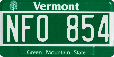 VT license plate NFO854