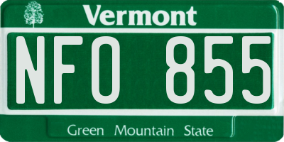 VT license plate NFO855