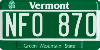 VT license plate NFO870