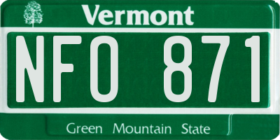 VT license plate NFO871