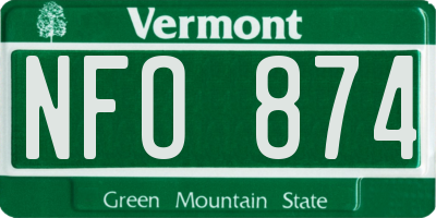 VT license plate NFO874