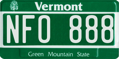VT license plate NFO888