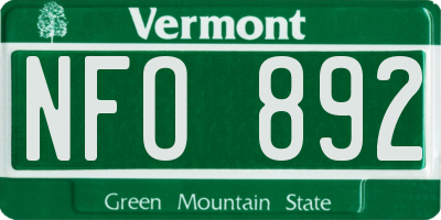 VT license plate NFO892