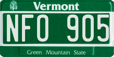 VT license plate NFO905