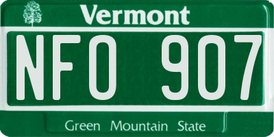 VT license plate NFO907