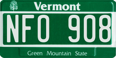 VT license plate NFO908