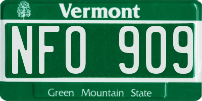 VT license plate NFO909