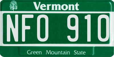 VT license plate NFO910