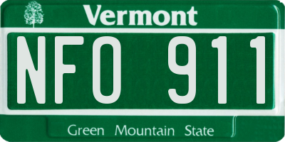 VT license plate NFO911