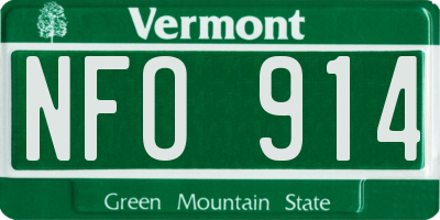 VT license plate NFO914