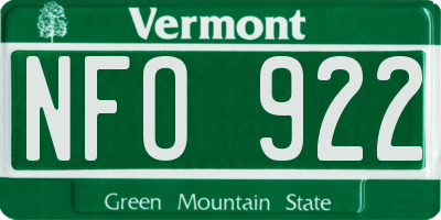 VT license plate NFO922